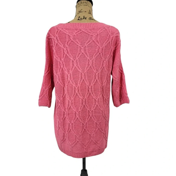 ZARA KNIT Women's Regular Cable Knit Ribbed Oversized Sweater Pink Size Medium - Picture 3 of 14